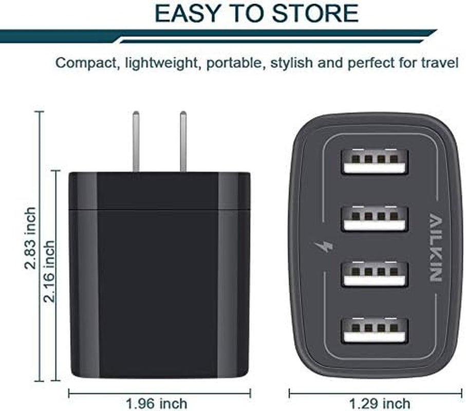 Wall Charger, USB Charger Adapter, 4.8A 4Multi Port Fast Charging Station Power Base Block Plug Cube Brick for Iphone 15 14 SE 13 12 11Pro Max/Xr/Xs/8Plus, Samsung A14/A13/S23/S22 Kindle Plug